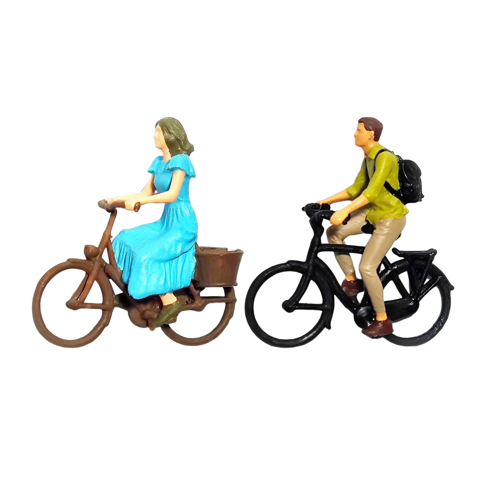 LeeQinersw 1/87 Scale Cyclist Figures Mini People Model Ornament for Dollhouse DIY Projects Boy and Girl