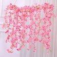 thumbnail image 6 of Morttic 4Pcs 180CM Artificial Cherry Blossom Vines Silk Rattan Fake Dreamy Flower Hanging Wedding Decor Garland Plant on Walls Doors Swings Mirrors, Dark pink, 6 of 6