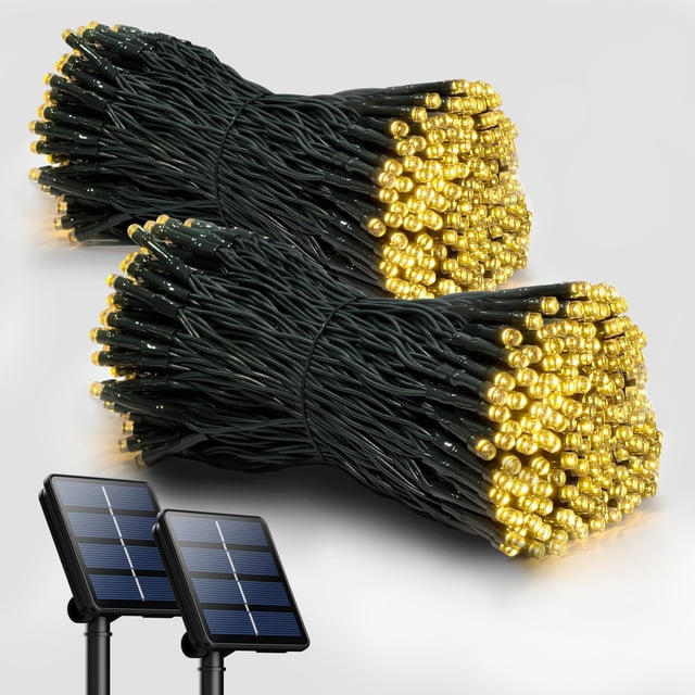 Guirnalda de Luces Solares Selarlyt 200 LED 22 m Paquete de 2 Color Blanco Cálido IP65