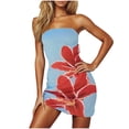 thumbnail image 4 of ZZwxWA Womens Sexy Strapless Floral Pattern Bodycon Tube Mini Dresses Summer Skinny Sleeveless Backless Bandeau Tube Dress, 4 of 6