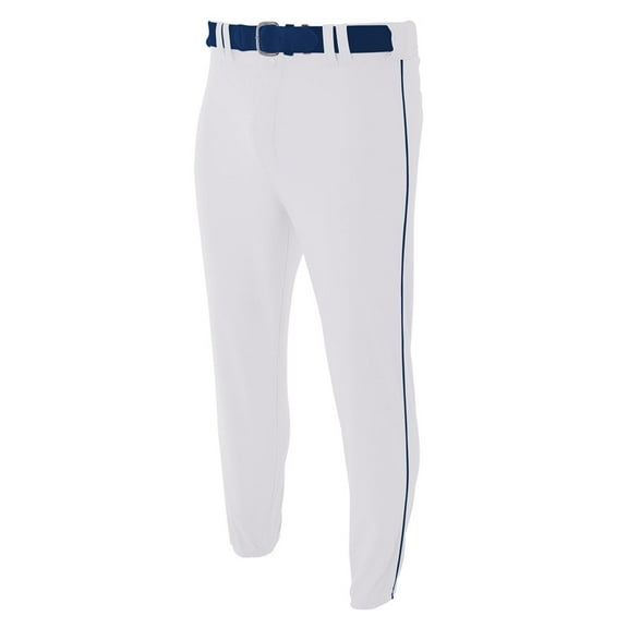 A4 N6178 Adult Pro Style Elastic Bottom Baseball Pant - White & Navy, 2XL