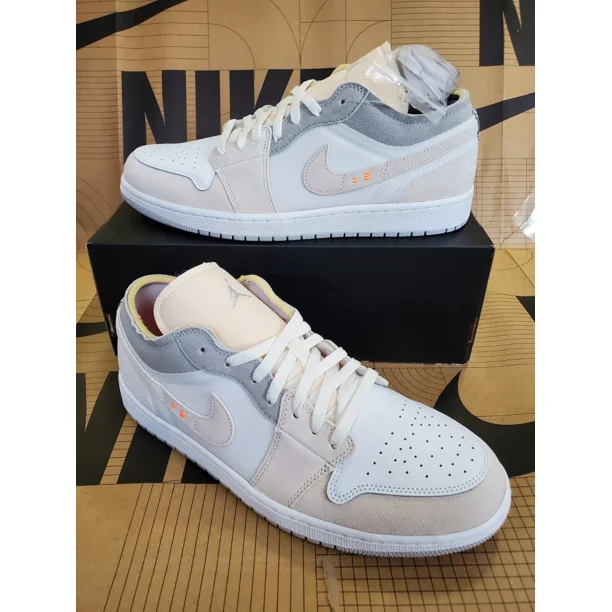 Ni - ke Ni - ke Air Jordan 1 Low Craft Cream White Grey Phanton DN1635-100 Men's Size 12.5