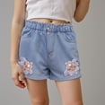 thumbnail image 2 of Akiihool Little Girls Jean Shorts Girl's Hem Denim Shorts High Waisted Straight Leg Summer Jeans Shorts (Pink,9-10 Years), 2 of 9