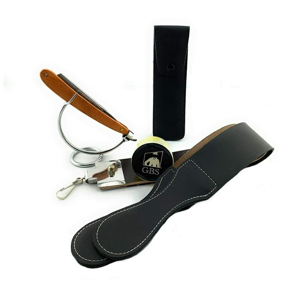 DOVO 1215860 - Classic Straight Razor Yew Wood -Made in Solingen Germany 5/8 Straight Razor with GBS Razor Stand, Case, Strop, and Paste!