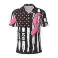 thumbnail image 2 of Daiia Ribbon Breast Cancer Awareness Pattern Men’s Polo Shirts,Solid Deck Shirt,Classic Fit, Breathable Cotton Polo for Casual and Sport Wear-3X-Large, 2 of 7