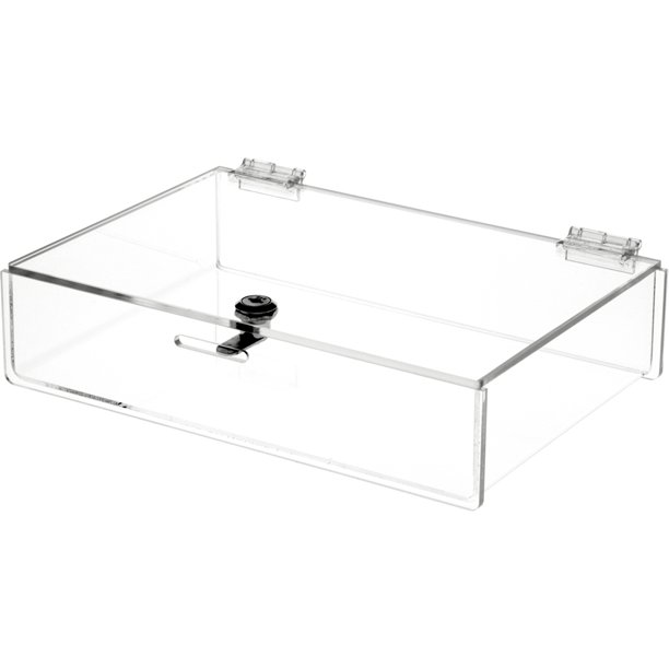 Plymor Clear Acrylic Locking Countertop Display Case 2 75 H X 12 W X 8 D