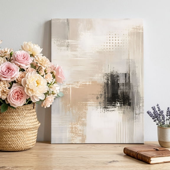 Canvas Wall Art, Brown Black Abstract Framed Canvas Prints for Living Room Bedroom, Modern Gradient Mottled Simple Art Large Gallery Wrapped Wall Decor for Home Office, Gifts, 16"x20" Ship Next Day