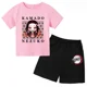 thumbnail image 3 of Marca Anime Demon Slayer Kamado Nezuko Estampado Niños Algodón Camisetas Pantalones Cortos Conjunto Niñas Ropa Bebé Niños 2024 Verano Conjunto Niños, 3 of 5