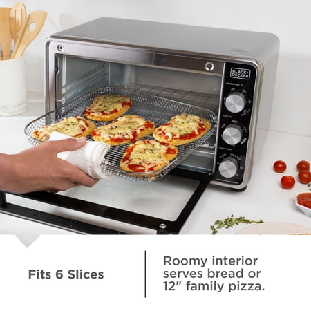BLACK+DECKER BLACK + DECKER CRISP ‘N BAKE PRO 6-SLICE AIR FRYER TOASTER OVEN WITH BASKET, PAN, RACK & TRAY, STAINLESS STEEL