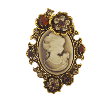 Lux Accessories - Lux Accessories Antique Brown Cameo Brooch Burnished ...