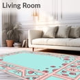 thumbnail image 2 of ODIKA 4'x6' Machine Washable Non-Slip Area Rug, Window View of Tranquil Shoreline with Lighthouse and Seashell Accents High Traffic Rug with Pad, Pink, 709882, 2 of 8