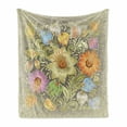 thumbnail image 1 of Grunge Soft Flannel Fleece Throw Blanket, Ornate Aged Floral Bouquet Composition over Antique Style Marble Setting Bohemian, Cozy Plush for Indoor and Outdoor Use, 70" x 90", Multicolor, by Ambesonne, 1 of 6