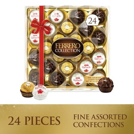 Ferrero Collection, Premium Assortment of Hazelnut, Dark Chocolate and Coconut, 24 Count Holiday Gift Box, 9.1 oz