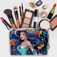 thumbnail image 3 of Mermaid Waterproof Cosmetic Storage Bag with Zipper, Lightweight, Large Capacity, Printed Design - Makeup Organizer, Washbag Toiletry Bag, Travel Organizer Zipper Pouch for Women and Girls, 3 of 6