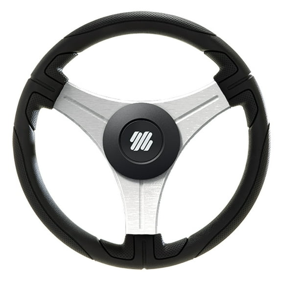Uflex Ustica 13" Steering Wheel - Black - Polyurethane w/Silver Spokes & X62 Hub