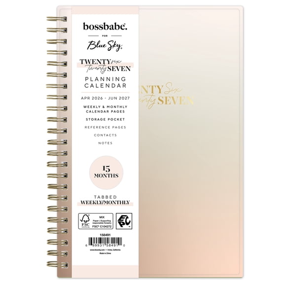 Bossbabe for Blue Sky Monthly Weekly Planner, 5" x 8", Wanisa 15-Month (April 2026 - June 2027)