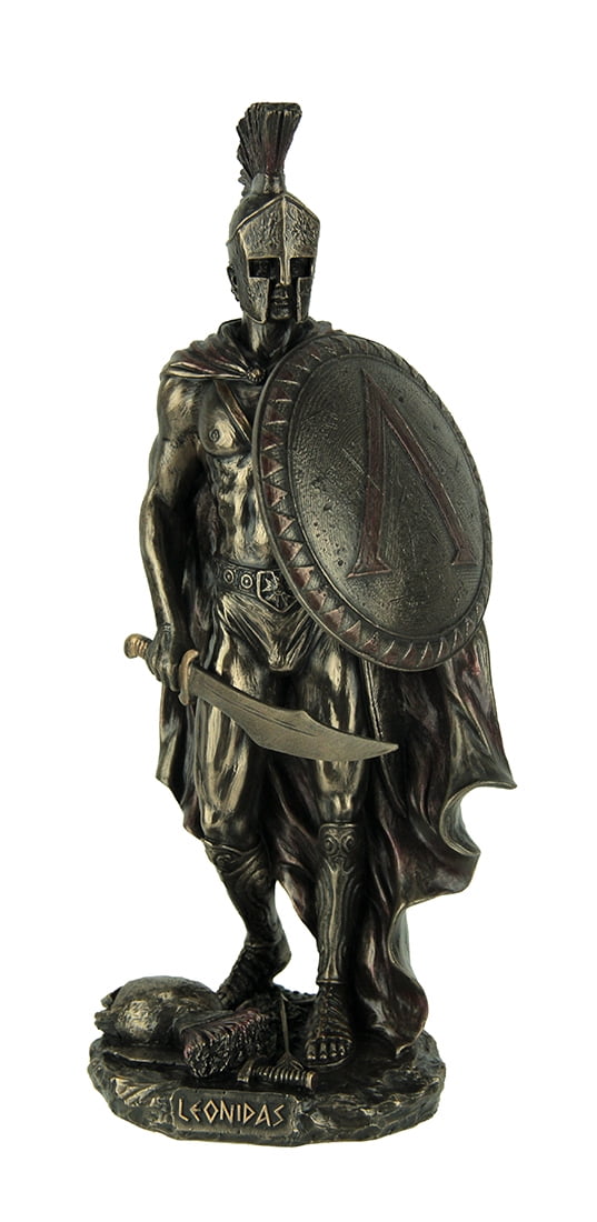 Veronese Design 8.5 Tall King Leonidas Greek Warrior of Sparta Cold Cast Bronzed Resin Sculpture Statue