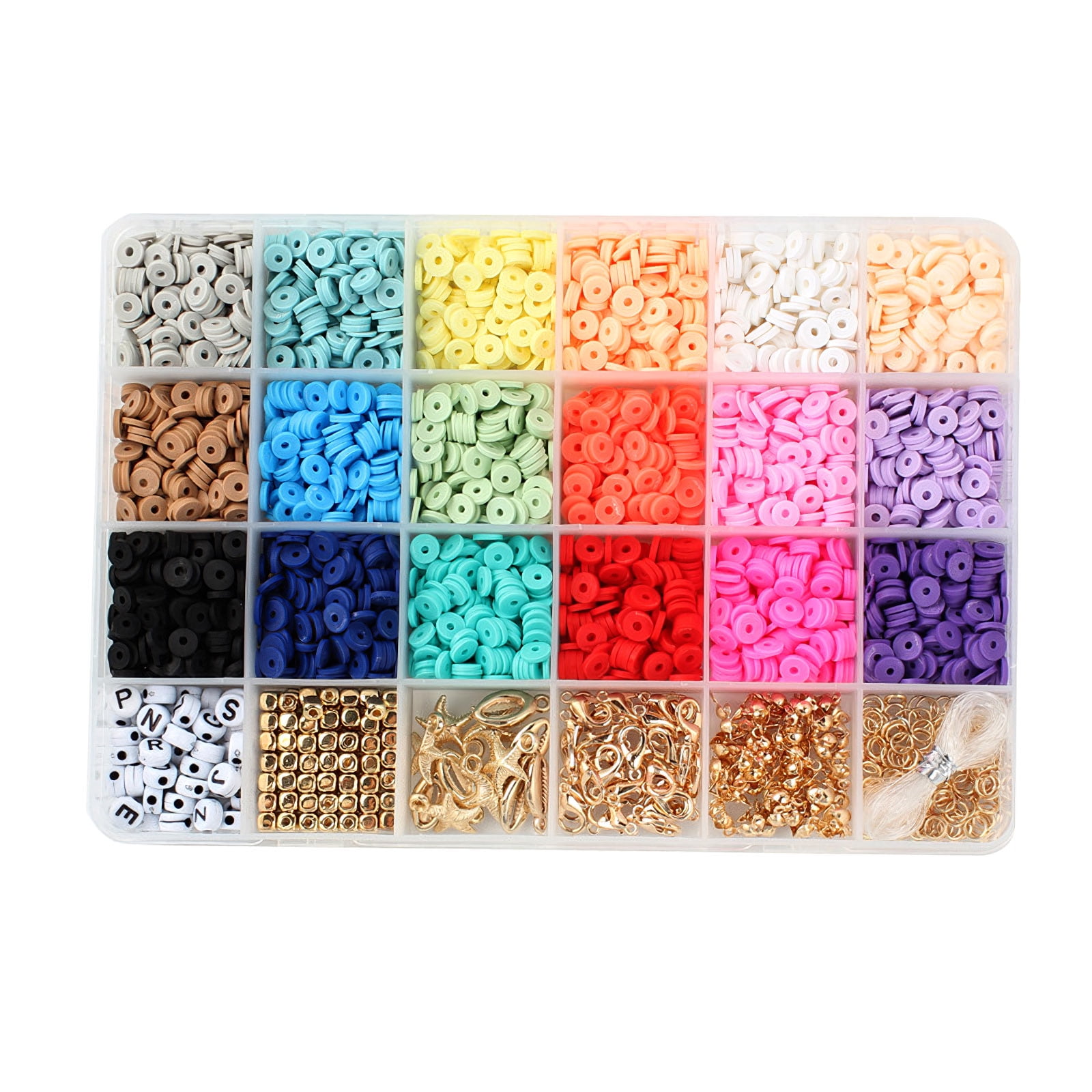 QUEFE 10800pcs Clay Beads for Friendship Bracelet Making Kit, 108 Colors  Polymer Heishi Beads for Girls 8-12, Letter Beads for Jewelry Making Kit,  for