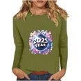 thumbnail image 2 of Styesk Chemises à Manches Longues pour Femmes Nouvel An T-shirt Décontracté Imprimé Col Rond Manches Longues, 2 of 4