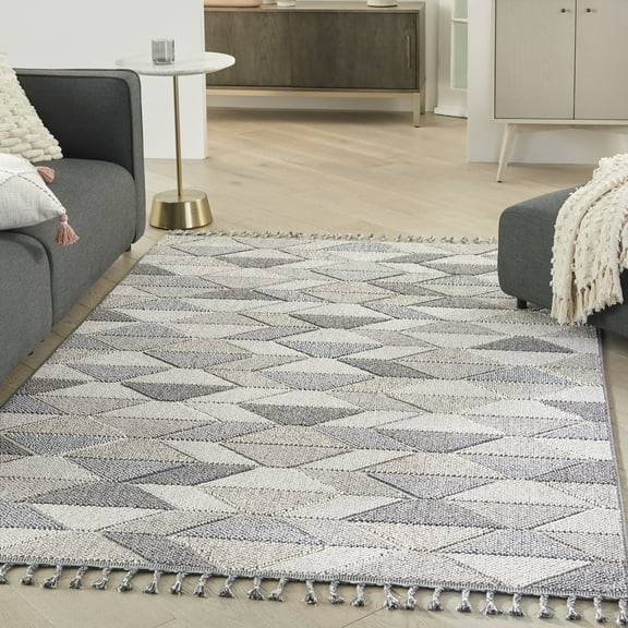 Nourison Elwood 48x74" Contemporary Polypropylene Area Rug in Gray/Charcoal