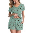 thumbnail image 4 of Mgmyaa Women's Pajama Set Printed V-Neck Sleep Shirt Short Sleeve Top with Pocket Shorts Nightwear Lounge Outfit Two-Piece Set, 4 of 7