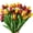 Red and Orange, variant on Morttic 24pcs Artificial Tulips Flowers Fake Faux PU Tulip Bouquet Real Touch Flowers Table Arrangement for Home Room Office Party Wedding Decoration (Red)