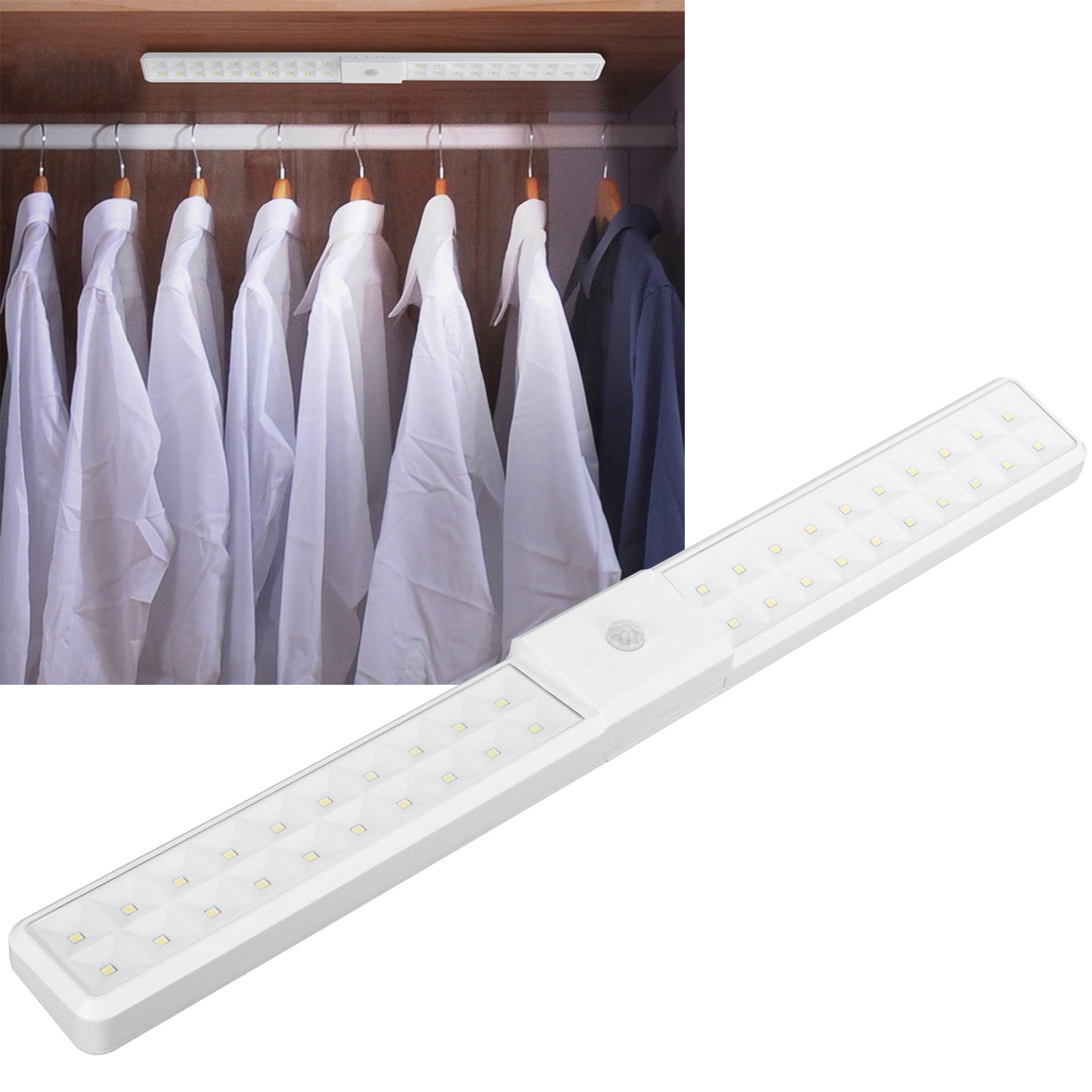 YAHHU LED Under Cabinet Lighting Motion Sensor Closet Light, 40 LEDs 180 Lumens Wireless Night Lamp for Wardrobe Hallway Stairs, 6000K-6700K Bright White, Battery Operated, 16.5 Inches