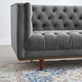 thumbnail image 5 of Tufted Sofa, Velvet, Grey Gray, Modern Contemporary Urban Design, Living Lounge Room Hotel Lobby Hospitality, 5 of 8
