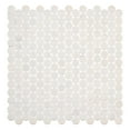 thumbnail image 6 of Pixie Aura Gray 3/4-in Penny Round Fabric Look Matte Glass Mosaic Wall and Floor Tile, 6 of 6