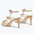 thumbnail image 3 of FSJ Women Sexy Bows Rhinestone Open Toe Sandals Strappy Stiletto High Heels Ankle Buckle Backless Wedding Party Dress Shoes Size 16 Peachpuff, 3 of 5