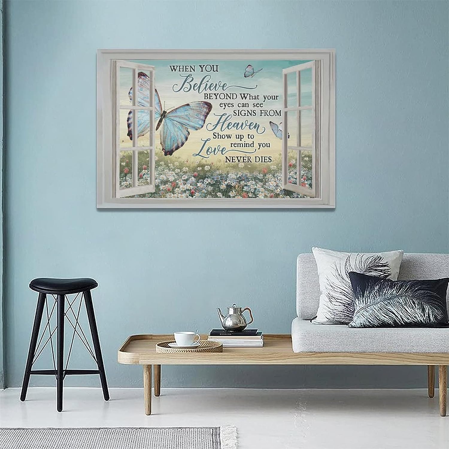 Aazaqtin-farmhouse Butterfly Heaven Memory Decor Wall Art Sympathy 