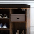 thumbnail image 5 of Shoe Bench, 104 Inch Shoe Storage Bench with Cushion and Side Pocket, 10 Cubbies Shoe Rack with Adjustable Shelves, Shoe Organizer Cabinet for Entryway Living Room, Rustic Brown, 5 of 5