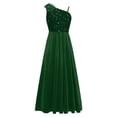 thumbnail image 2 of Hansber Girls Formal Dress One Shoulder Bow Sequin Slit Hem Birthday Party Dress Prom Pageant Ball Gowns Dark Green 8, 2 of 6
