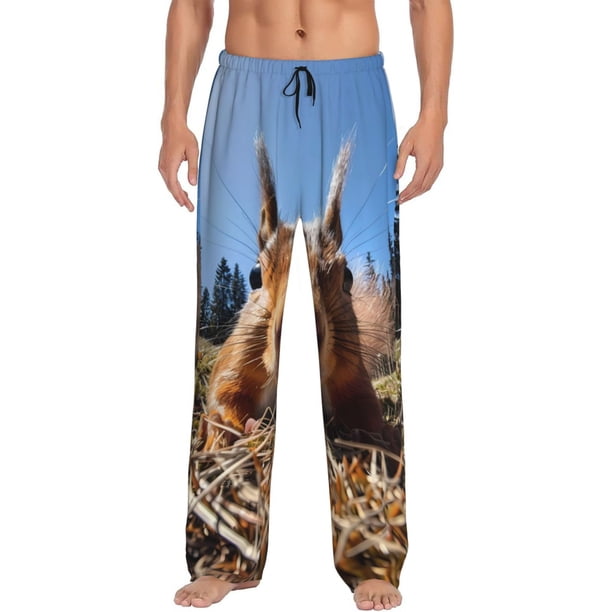 Balery Close-Up Curious Squirrel Pantalones de pijama para hombre, pijama ultraligero, pantalón de descanso-3X-Large