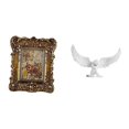 thumbnail image 1 of Marco de fotos de ángel floral tallado a mano, figura de resina con , soporte para fotos, escultura antigua de mesa montada en la pared para ofici, 1 of 8