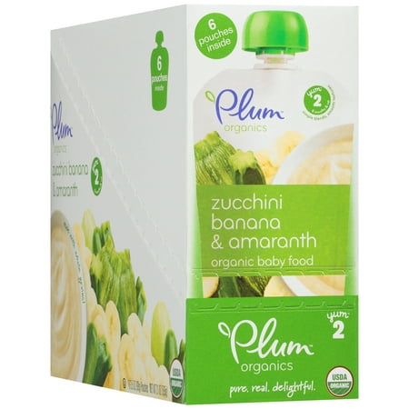 Plum Organics Stage 2 Zucchini, Banana & Amaranth Organic Baby Food, 3.5 oz, 6 count