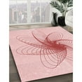 thumbnail image 3 of Ahgly Company Machine Washable Indoor Round Transitional Pastel Red Pink Area Rugs, 7' Round, 3 of 7