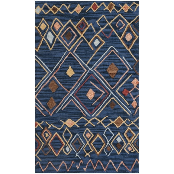 SAFAVIEH Suzani Sandy Southwestern Wool Area Rug, Blue/Multi, 3' x 5'