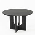 thumbnail image 3 of Leovanni Modern 47" 5-Piece Solid Wood Round Dining Table Set with 4 Upholstered Chairs, Pedestal Base Kitchen & Dining Room Set, Dark Gray, 3 of 17