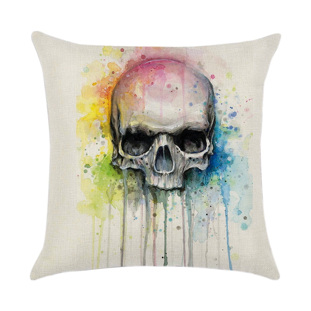 Skull Cushion 18'' Cover Throw Pillow Polyester Sofa Home Case Decor Waist 