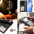 thumbnail image 3 of for iPhone 15 Pro Max Flip Wallet Case, Classic Card Slots RFID Blocking Premium PU Leather Magnetic Clasp Kickstand Shockproof Drop Protective Men Women Rugged Wallet Phone Cover, Black, 3 of 8
