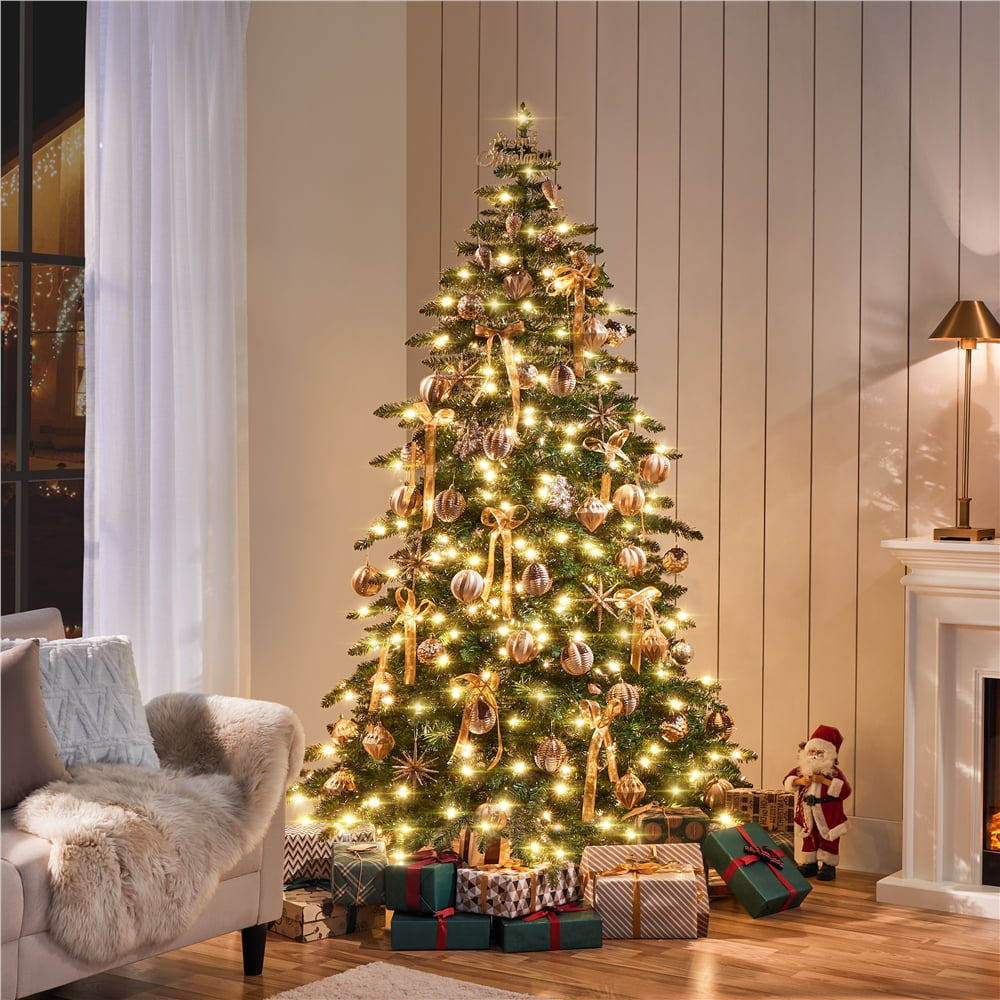 Alden Design 7.5ft Pre-lit Artificial Christmas Tree with Stand, Green