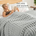 thumbnail image 7 of Exclusivo Mezcla King Size Flannel Fleece Blanket, Super Soft 3D Striped Jacquard Blanket for Bed, Lightweight Fuzzy Cozy Blankets, Light Grey, 90"x104", 7 of 7