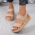 thumbnail image 3 of Sandals For Women Slingback Ankle Strap Platform Sandals Lightweight Casual Outdoor Beach Summer Walking Shoes,Beige,42, 3 of 9