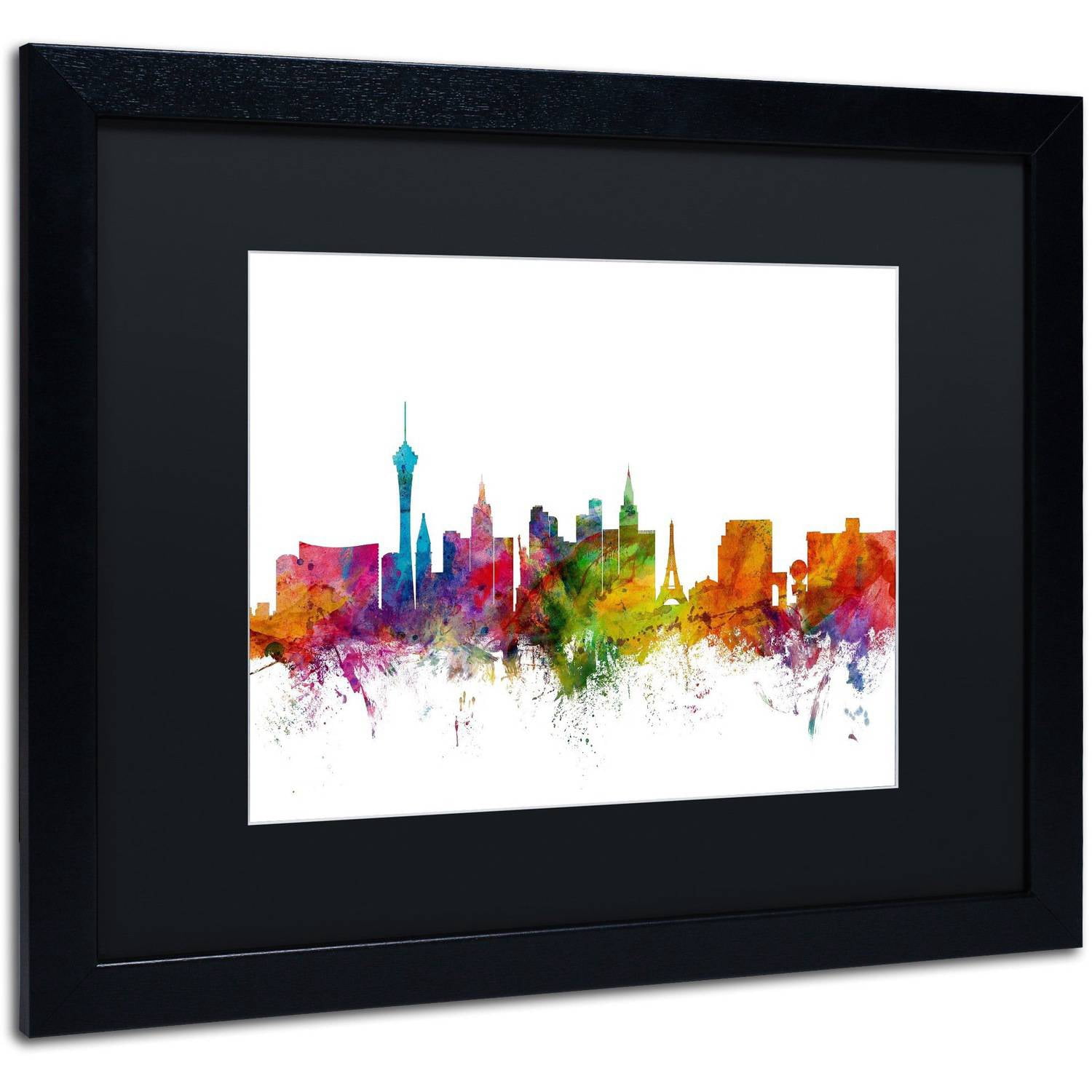 Trademark Fine Art 'Las Vegas Nevada Skyline' Canvas Art by Michael Tompsett, Black Matte, Black Frame