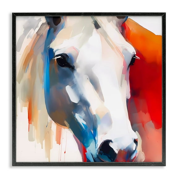 Stupell Industries Horse Close Up Face Animals & Insects Painting Black Framed Art Print Wall Art, 12 x 12