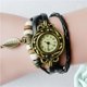 thumbnail image 1 of On Sale! Mothers Day Gift for Grilfriend Womens Watches ,Women Children Retro LeatherWinding Bracelet Leaf Pendant Watch,Black Buy 2 Save 10%, 1 of 2