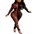 thumbnail image 1 of Combinaison pour Femmes en Maille Transparente avec Lacets Patchwork Floral, 1 of 5