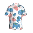 thumbnail image 2 of Cartoon Pink And Blue Elephants Hawaiian Shirts For Men, Summer Short-Sleeve Relaxed-Fit Button-Down Shirts Medium, 2 of 9