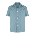 thumbnail image 5 of LODIENY Mens Casual Short Sleeve Button Down Hawaiian Shirts Regular Fit Solid Color Stretch Dress Formal Shirts Trendy Holiday Vacation Tees Shirt Tops with Pockets Sky Blue XXXXXL, 5 of 7